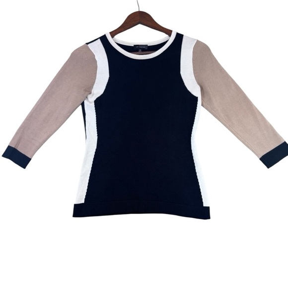 The Limited Black and Tan 3/4 Sleeve Crew Neck Sweater - Picture 1 of 13